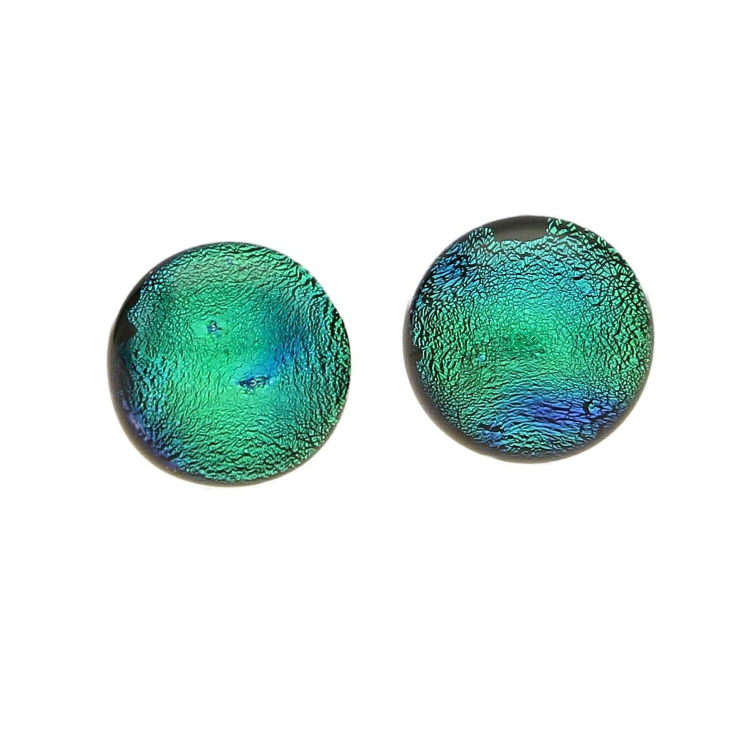 Srebrne kolczyki szkło weneckie 'Morska zieleń' Murano 42.jpg